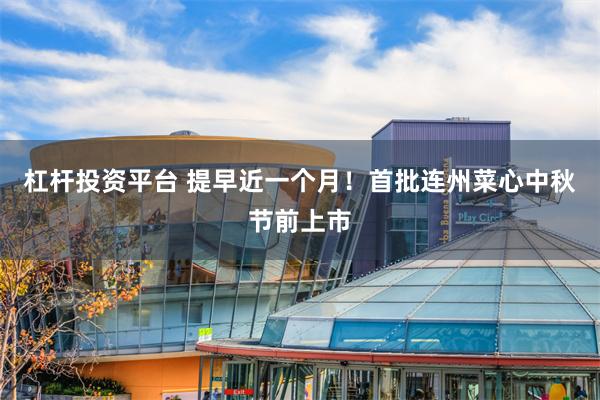 杠杆投资平台 提早近一个月！首批连州菜心中秋节前上市