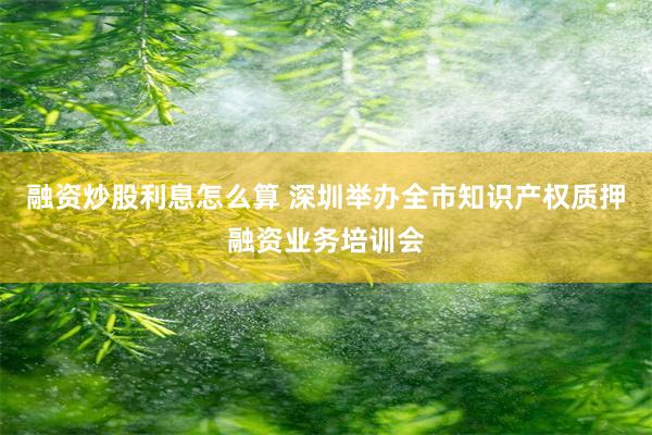 融资炒股利息怎么算 深圳举办全市知识产权质押融资业务培训会