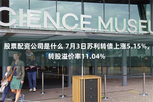 股票配资公司是什么 7月3日苏利转债上涨5.15%，转股溢价率11.04%