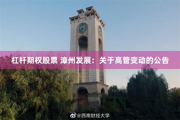 杠杆期权股票 漳州发展：关于高管变动的公告