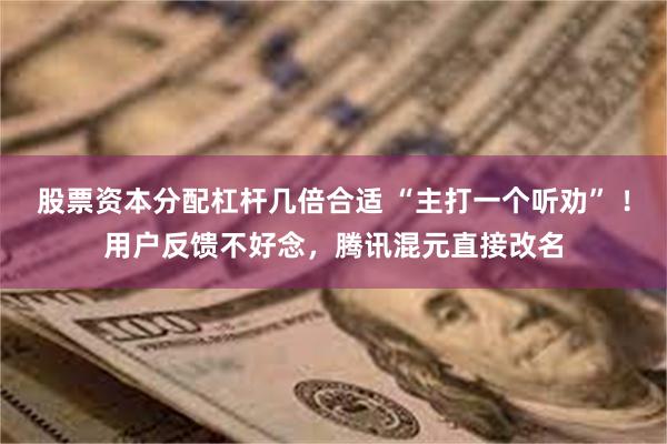 股票资本分配杠杆几倍合适 “主打一个听劝” ！用户反馈不好念，腾讯混元直接改名