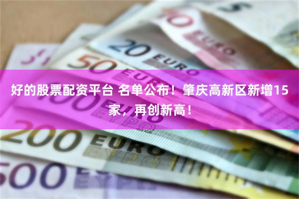 好的股票配资平台 名单公布！肇庆高新区新增15家，再创新高！