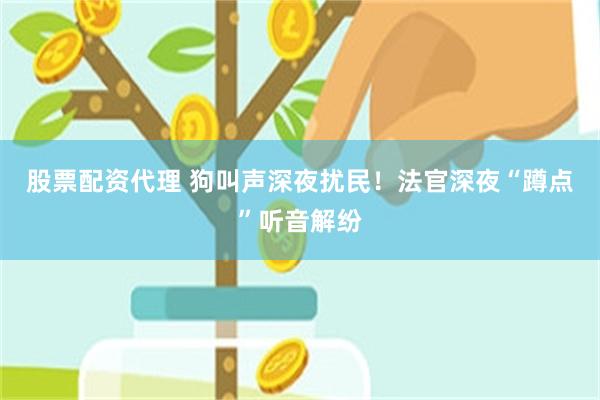 股票配资代理 狗叫声深夜扰民！法官深夜“蹲点”听音解纷