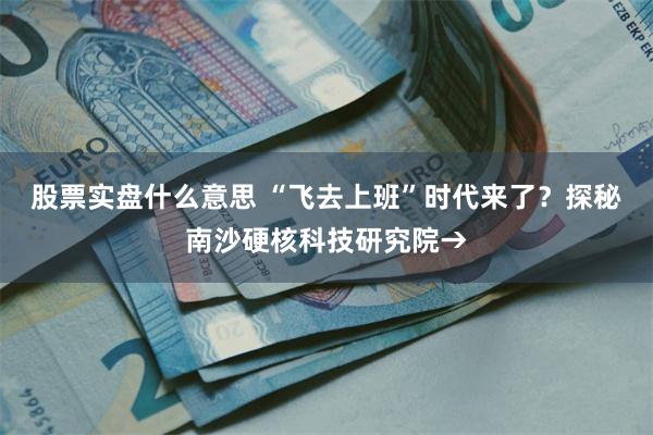 股票实盘什么意思 “飞去上班”时代来了？探秘南沙硬核科技研究院→