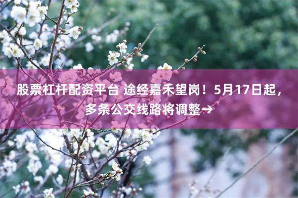 股票杠杆配资平台 途经嘉禾望岗！5月17日起，多条公交线路将调整→