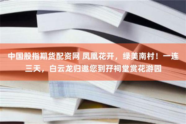 中国股指期货配资网 凤凰花开，绿美南村！一连三天，白云龙归邀您到孖祠堂赏花游园