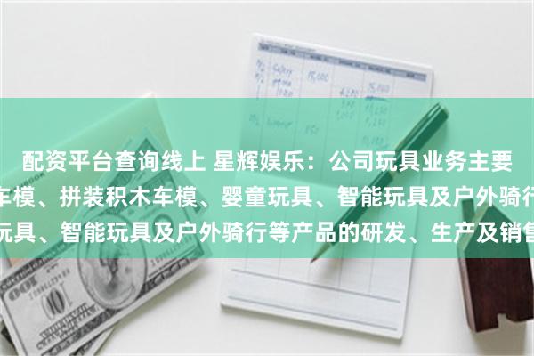 配资平台查询线上 星辉娱乐：公司玩具业务主要专注于遥控车模、合金车模、拼装积木车模、婴童玩具、智能玩具及户外骑行等产品的研发、生产及销售