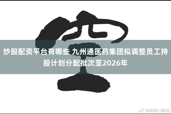 炒股配资平台有哪些 九州通医药集团拟调整员工持股计划分配批次至2026年