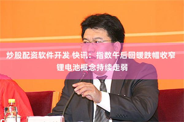 炒股配资软件开发 快讯：指数午后回暖跌幅收窄 锂电池概念持续走弱