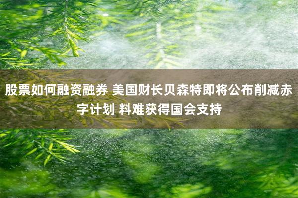 股票如何融资融券 美国财长贝森特即将公布削减赤字计划 料难获得国会支持