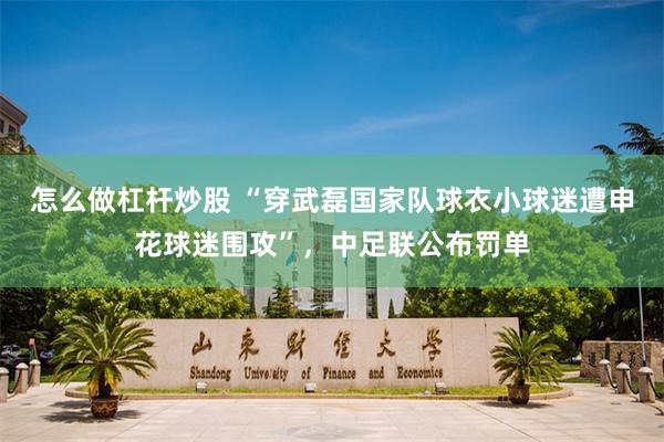 怎么做杠杆炒股 “穿武磊国家队球衣小球迷遭申花球迷围攻”，中足联公布罚单
