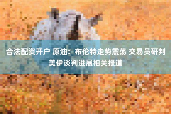 合法配资开户 原油：布伦特走势震荡 交易员研判美伊谈判进展相关报道